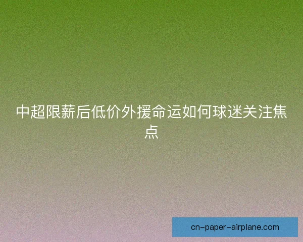中超限薪后低价外援命运如何球迷关注焦点